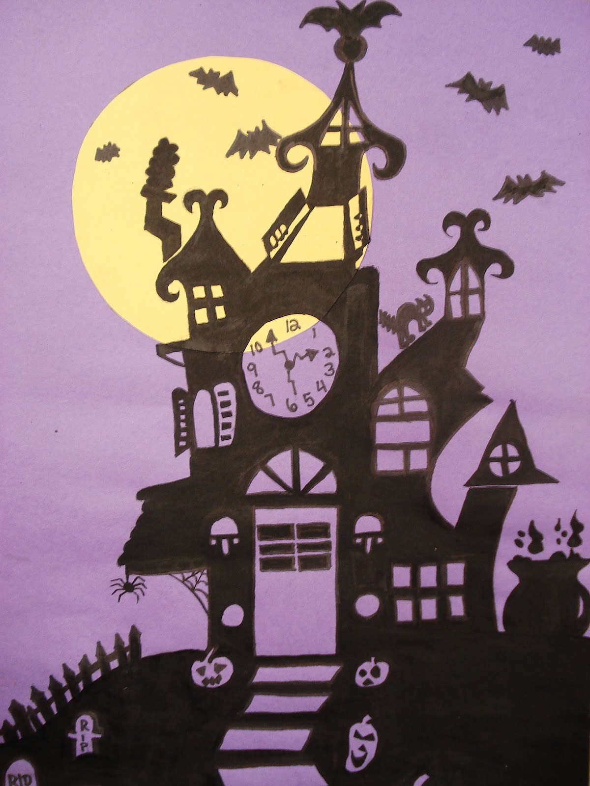 a faithful attempt Haunted House Silhouette Painting