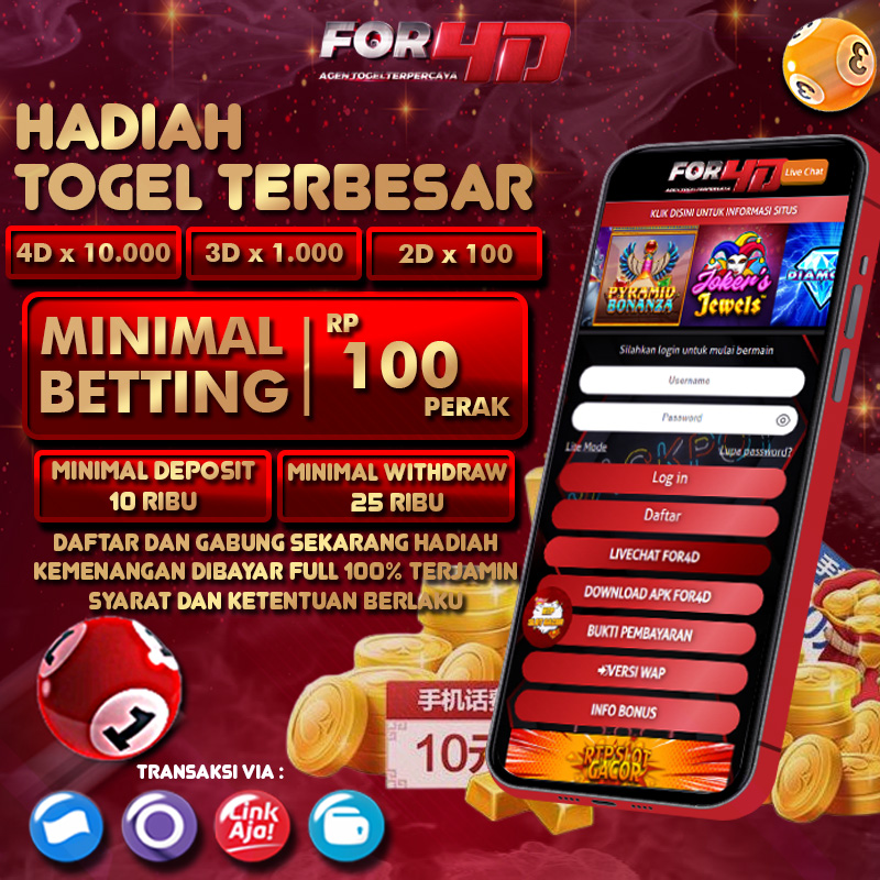 FOR4D ðŸ¥µðŸ¥µðŸ¥µ Link Bandar Togel Resmi Terpercaya Minimal Bet 100 Perak