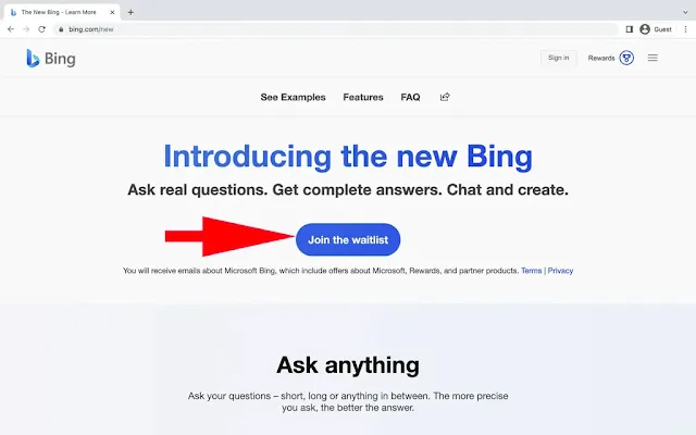 الإصدار الجديد من محرك بحث بنج bing chatbot من Microsoft