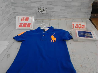 中古品　子供服　１４０ｃｍ　POLO　ブルー　半袖シャツ 　７９８円