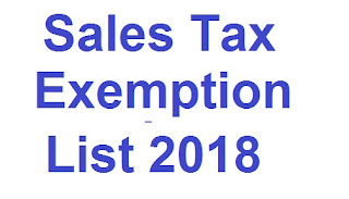 Sale Tax Exempted Items List 2018 updated 