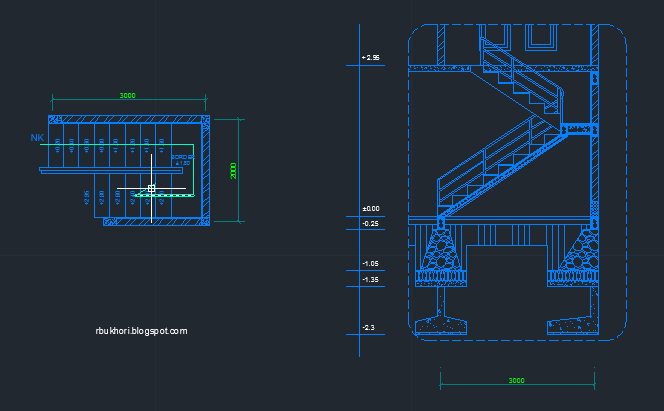 Contoh Denah Dan Detail Tangga Autocad