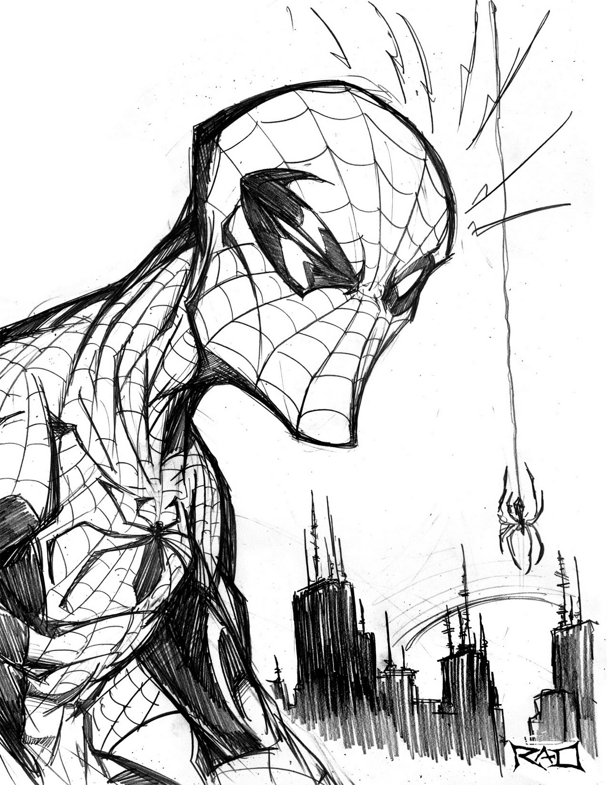 200 Sketsa Gambar Spiderman Gudangsket