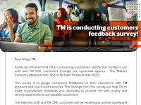 TM’s Customer satisfaction survey starting 1 October. Spread the news!