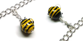 Lampwork glass Bumblebead charm by Laura Sparling
