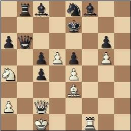 Partida de ajedrez Club Ajedrez Barcelona vs. Peña Rey Ardid de Bilbao, Torneo Postal Interclubs - 1958, posición después de 29.Ca4!