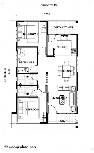 Koleksi Denah Rumah Minimalis Ukuran 7x12  meter