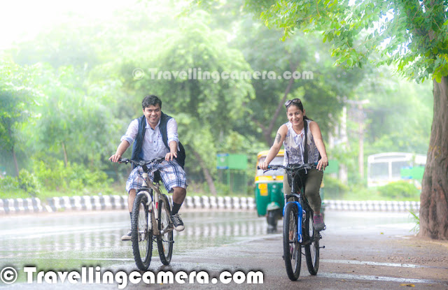 We were in Goa when we got a call from 20:20 folks about Opera Cyclathon. Photographing Cyclists has been one of my favorite areas of interests ever since I shot first cycling event in 2010. At the same time, I was not sure if I would be able to join this gang of passionate cyclists because it was an early morning event and we had plans to reach Delhi a day before. Finally we joined and really loved this weekend morning. Let's check out this Photo Journey to know more about places we explored... Plan was to meet at Sanjay Van gate, which was close to Qutub Minar. It was 7:30 am when everyone reached the place. There were different cyclists from Delhi, Noida, Gurgaon & other cities in National Capital Region of India. Apart from cyclists, 20:20 team was there to take care of all logistics. Firefox van was there with different types of bikes. Opera Team and few bloggers were also there to witness this lovely event.After some time, Karan Bhujbal briefed everyone about the plan for that morning. Everyone had to ride towards Mehrauli Archeological park and then come back to Gate number 3 of Sanjay Van, which is just in front of IIFT in Qutub Institutional area. Riders started cycling towards Mehrauli Archeological Park. Soon after rain started and everyone of us were really worried about the same. Fortunately the drizzles slowed down with time and finally stopped by the time we reached Mehrauli Archeological Park which was hardly 4 kilometers from the starting point.  Now it was time to explore the park with different tombs and water bodies. Apart from that there were many kids in different grounds of this park. Many of them were playing Cricket or football. Many families were there for jogging. It was really great to see so much action inside the park at around 8am, which most of us usually sleep on a Sunday morning.Mehrauli Archaeological Park is an archaeological area spread over hundreds of acres in Mehrauli area of Delhi. This is adjacent to Qutub Minar World Heritage site and the Qutub complex. This region consists of over 100 historically significant monuments. It is the only area in Delhi which is known for 1000 years of continuous years of occupation and includes the ruins of Lal Kot built by Tomar Rajputs in 1060 CE, making it the oldest extant fort of Delhi and architectural relics of subsequent period, rule of Khalji dynasty, Tughlaq dynasty, Lodhi dynasty of Delhi Sultanate, Mughal Empire, and the British Raj. To know more about this place, check out - http://en.wikipedia.org/wiki/Mehrauli_Archaeological_ParEveryone of us explored Jamali Kamali Mosque and Quli Khan's Tomb.  Apart from that there are some other interesting places inside the park.. Like Gandhak ki Baoli, Rajon Ki Baoli, a stepwell, and Madhi Masjid. Other near by monuments Jahaz Mahal, Zafar Mahal of Bahadur Shah II alias Lal Mahal, Hauz-i-Shamsi and Tomb of Adham Khan etcDuring this morning we met various bloggers and Opera folks operating in different parts of the country. There were some popular technology bloggers, who also joined the cycling gang to ride around this beautiful part of Delhi.Sanjay Van is a green forest of about 10 Square Kilometers in South Delhi. This is near Qutub Institutional Area, Mehrauli & Jawaharlal Nehru University (JNU). Sanjay Van is probably one of the most thickly wooded area of Delhi.The area is one of the few recluses for bird watchers & nature enthusiasts in the city. Featuring a typical Aravalli landscape with thorny vegetation, one can hear the babblers creating their trademark sonic ruckus as soon as one enters from one of the many entries, followed by peahens gossiping in the corner as the peacock flaunts itself trotting nonchalantly along the trail. To know more about the place, check out : http://www.sodelhi.com/nature-wildlife/476-sanjay-vanAfter riding through Mehrauli Archeological Park and Sanjay Van, everyone gathered in front of IIFT, which is in Qutub Institutional Area. There is a popular Laxman Dhaba in front of IIFT building which was chosen for breakfast. Almost everyone had morning tea and delicious paranthas as Laxman Dhaba. This dhaba has a huge poster showing Bollywood actor Ranbir Kapoor having food at same plavce. We shall a separate post on that soon with some interesting facts :Overall it was a beautiful Sunday morning around one of the most green areas of the city...