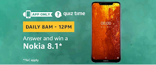 Amazon Quiz Time-Answer & Win Nokia 8.1