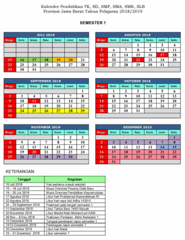Download Kalender Pendidikan 2018/2019 Jawa Barat Excel ...