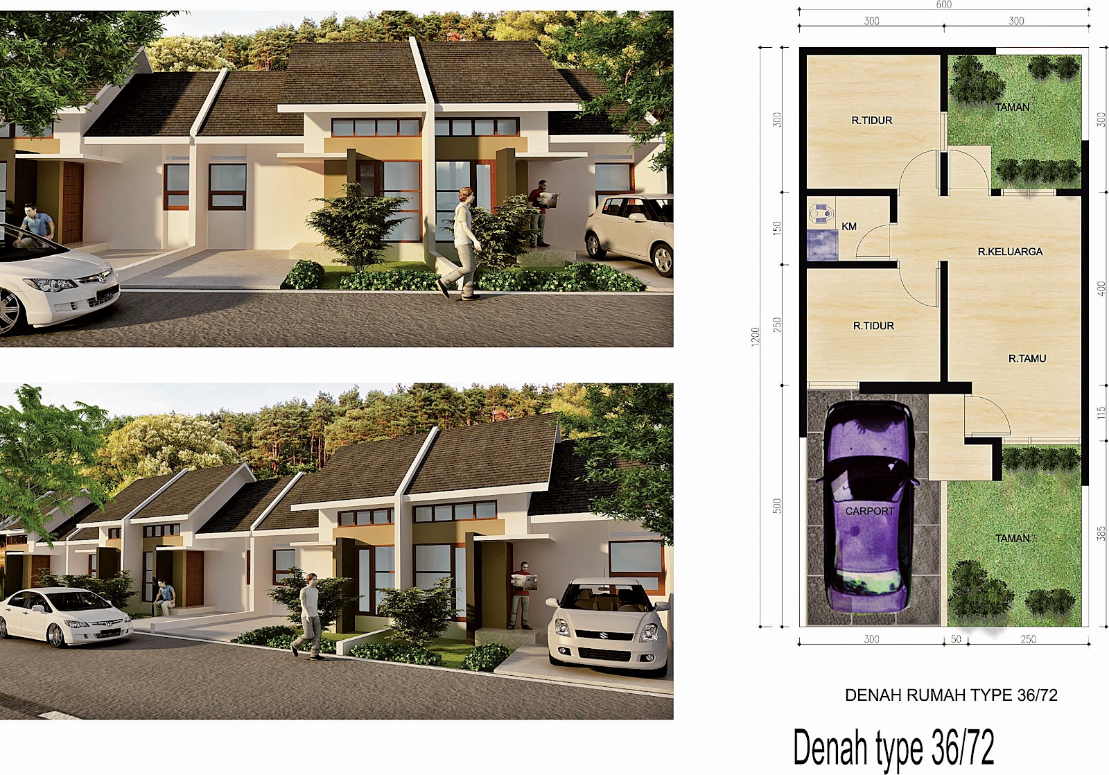 Populer 39 Denah Rumah Type 45 72