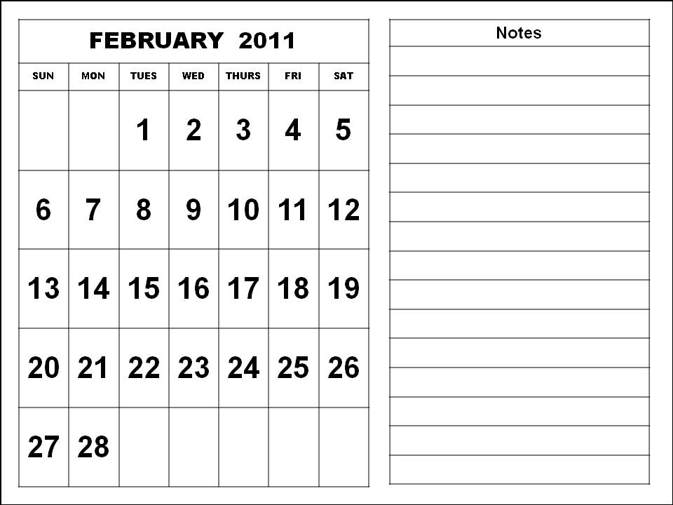 printable february calendar 2011. printable. To download and