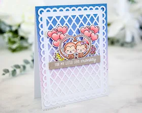 Sunny Studio Stamps: Love Monkey Frilly Frames Lattice Love Themed Monkey Cards by Keeway Tsao