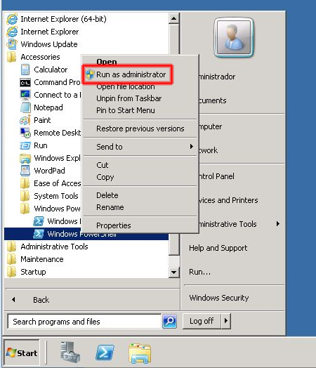 Administrador Windows PowerShell