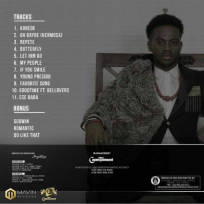 Korede Bello Releases Track List For
”Belloved” Album