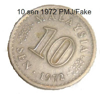 Syilling Malaysia 10 sen 1972 fake PMJ, PMD coin, Malaysia keydate coin.