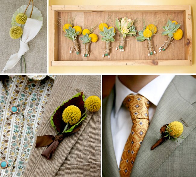billy button yellow boutonnieres