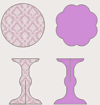 White Damasks in Lilac: Free Printable Mini Cupcake Stand.