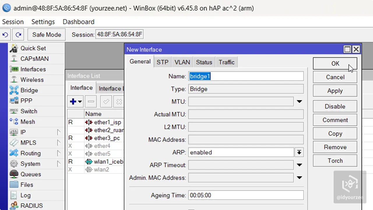 Cara setting bridge di mikrotik