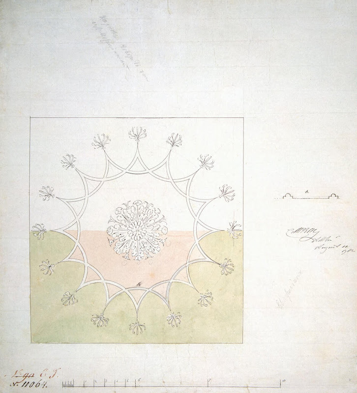 Design for a Ceiling, with the Author's Signature by Charles Cameron - Architecture Drawings from Hermitage Museum