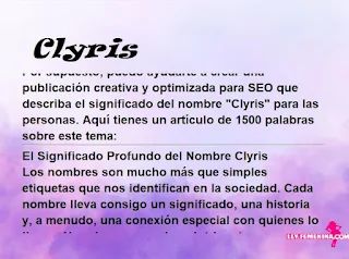 significado del nombre Clyris