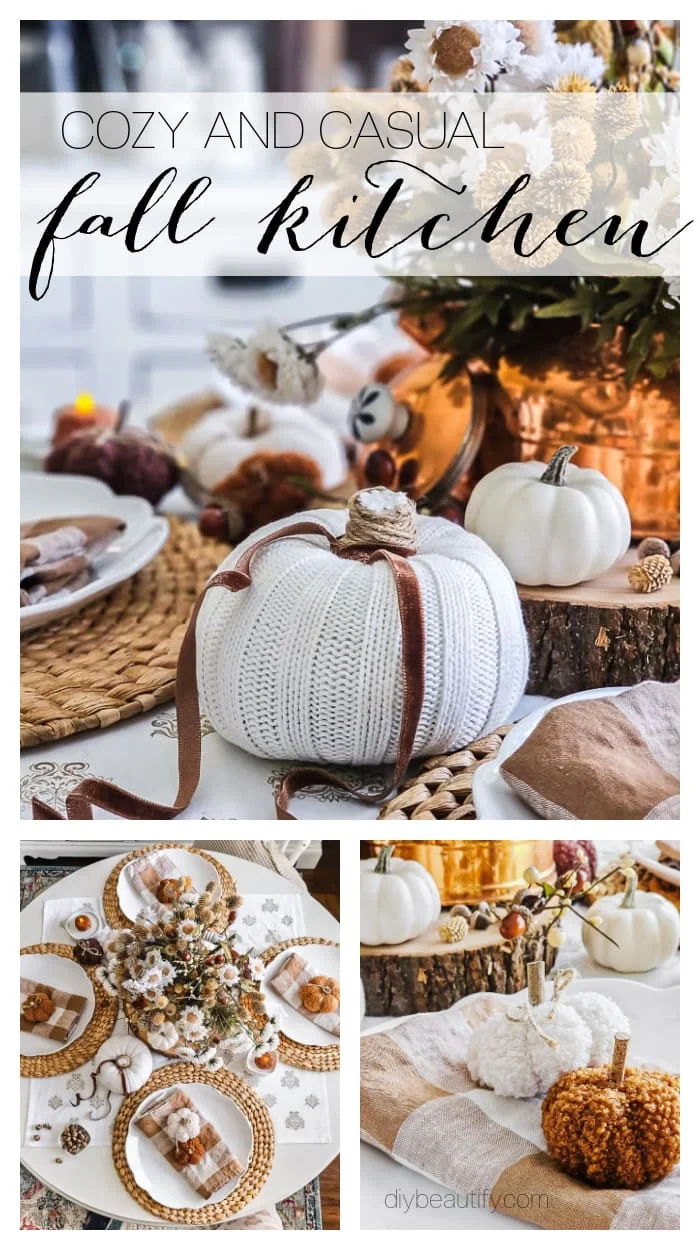 cozy casual brown and white Fall kitchen