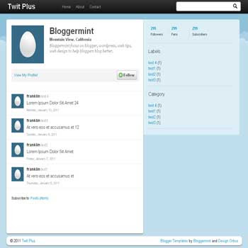 Twit Plus blogger template. twitter style blogger template