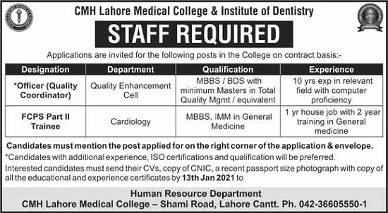 cmh-lahore-jobs-2021-for-officer-fcps-trainee-advertisement