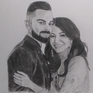 Virat Kohli and Anushka Sharma Sketch