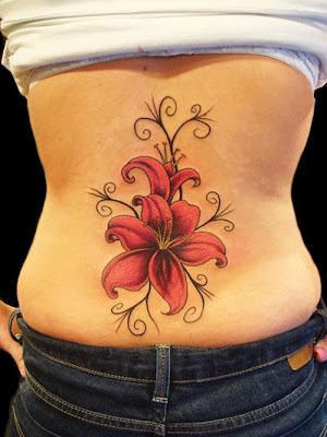 flower tattoo designs,  tattoo on back,  hibiscus flower tattoos