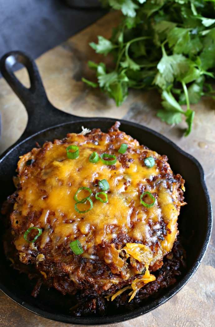 Recipe for potato pancakes made with cheddar cheese, white and sweet potatoes.