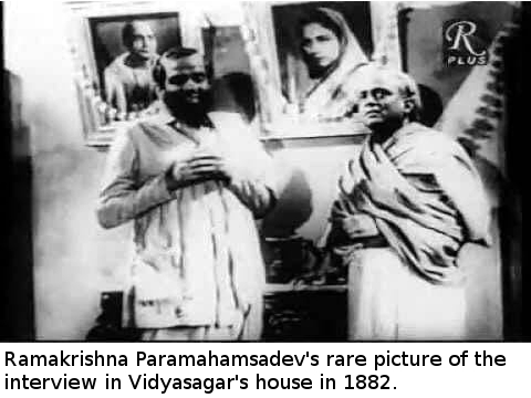 Ramakrishna Paramahamsadev's rare picture ofthe interview in Vidyasagar's house in 1882.