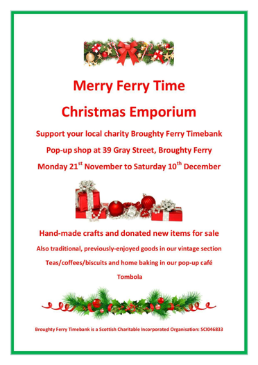 Merry Ferry Time Chris"tmas Pop Up Shop November - December 2016
