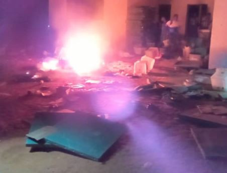 #NigeriaDecides: Electoral materials burnt as thugs attack INEC office in Osun State (Photos)