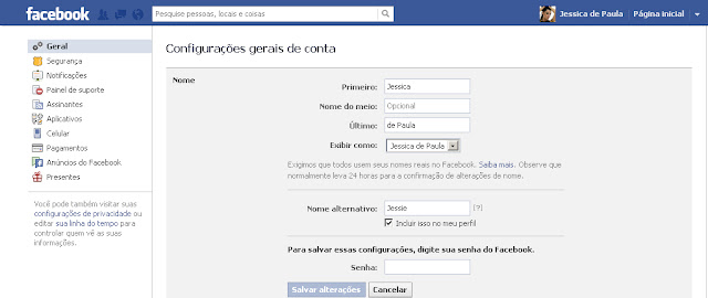 como colocar seu apelido no facebook