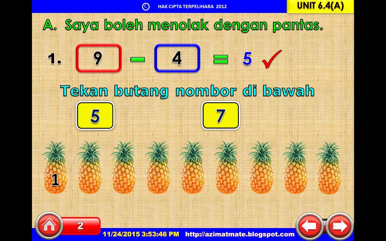 AZIMAT SEKOLAH RENDAH: MENOLAK MATEMATIK KSSR