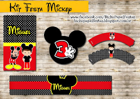 Kit Mickey Preto Vermelho e Amarelo