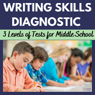 The problem with teaching writing skills in middle school is that you need to know where the students' skill levels lie first. Use this printable and digital diagnostic writing assessment to easily find out!