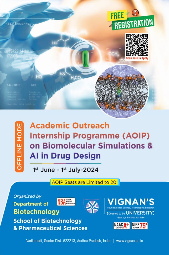 Academic Outreach Internship Program on Biomolecular Simulations & AI in Drug Design | 1st June -1st July 2024