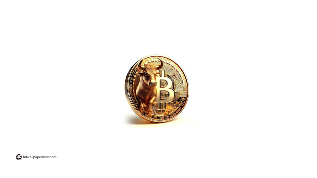 3D Bitcoin Gold Coin and Bull  4K HD Wallpaper