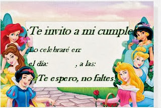 Invitaciones de Cumpleaños, Princesas Disney, modelo 4