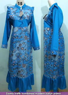 Model baju  atasan wanita muslim batik bahan sifon modis 