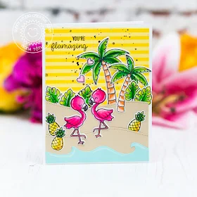 Sunny Studio Stamps: Fabulous Flamingos Seasonal Trees Sending Sunshine Catch A Wave Summer Themed Flamingo Cards by Franci Vignoli and Mona Toth