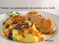 Vieiras con parmentier de patata a la trufa