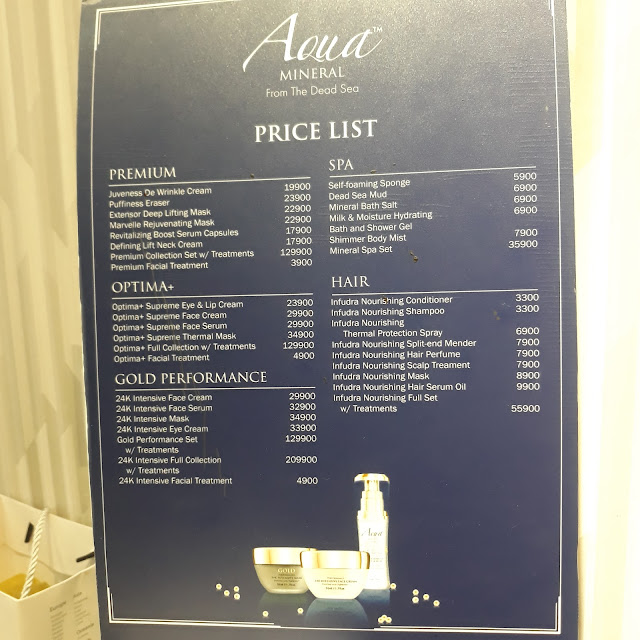 aqua mineral menu price list