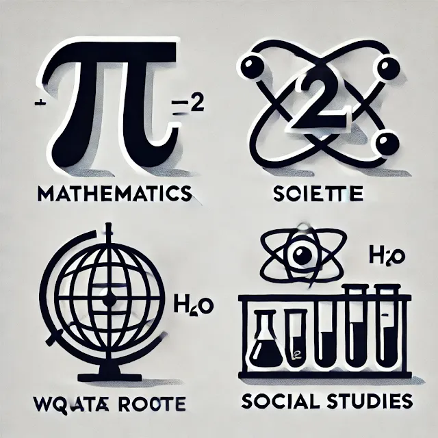 Simbol Matematika, IPA, dan IPS yang mewakili bidang lomba OSN SMP.