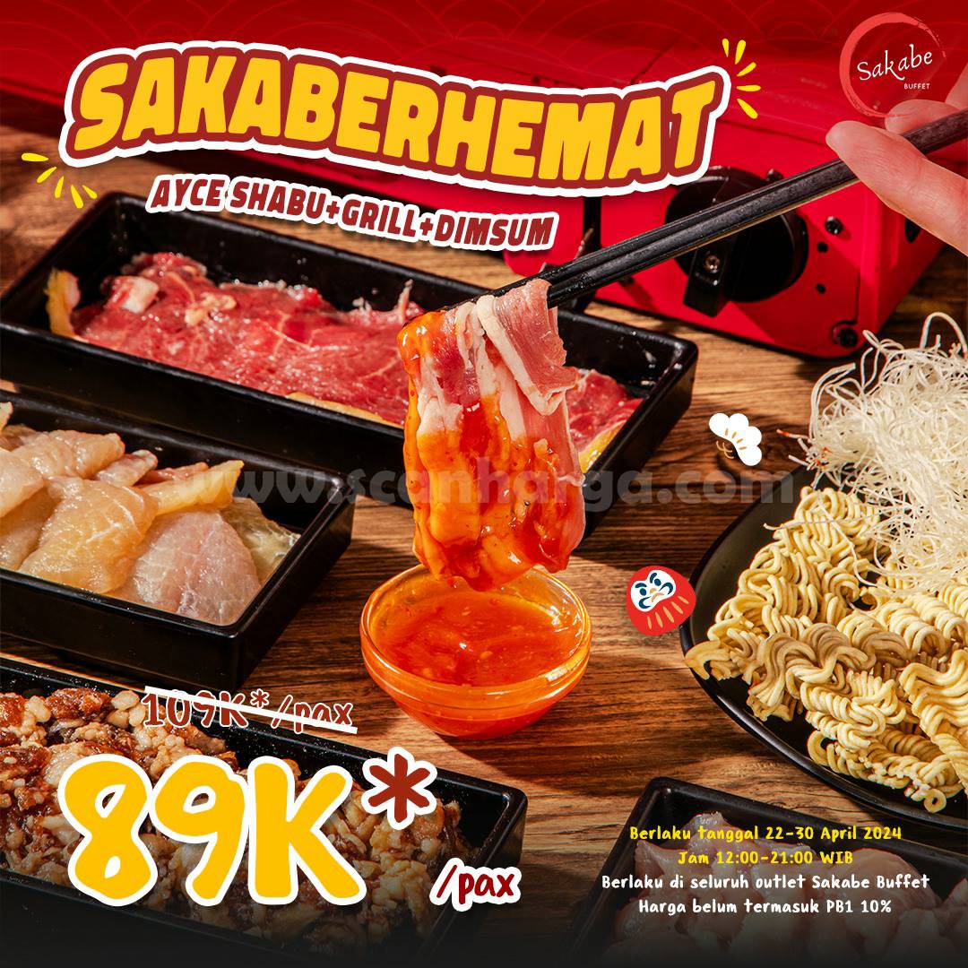 SAKABE BUFFET Promo ALL YOU CAN EAT Grill + Shabu + Dimsum cuma Rp. 89K/PAx