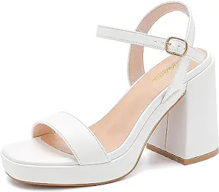 Gufobela Platform Sandals Women Fashion Block Chunky Open Toe High Heels Wedding Party Prom Ankle Strap Dress Shoes