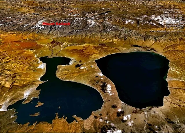 Satellite Image of Mt. Kailash with Mansarovar and Rakshas Taal