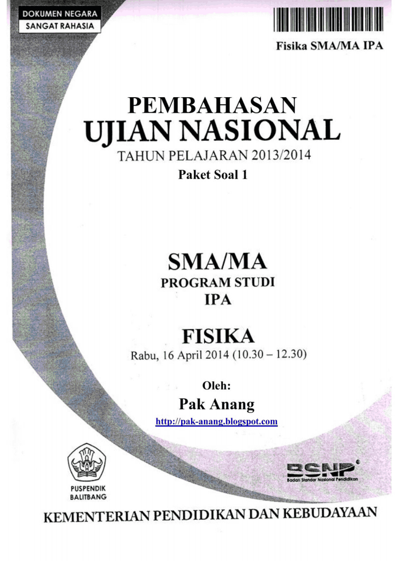 Pembahasan Soal UN Fisika SMA 2014 (TRIK SUPERKILAT) (Paket 1)